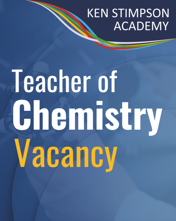 Graphic showing the school logo and text "Teacher of Chemistry Vacancy"